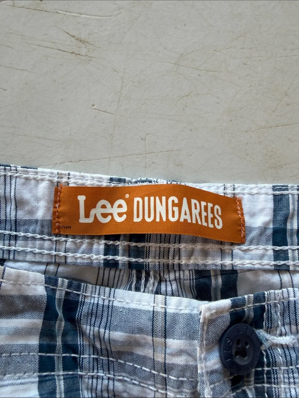 Lee Dungarees Men's Blue & White Plaid Cargo Shorts